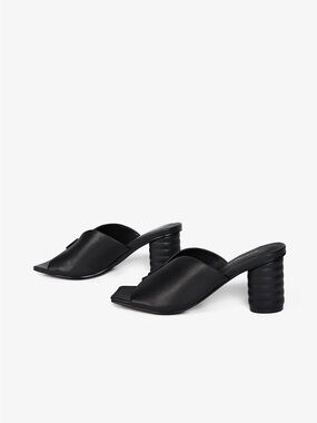 Intentionally Blank Black Leather Slide Sandals - Women's Casual Mule